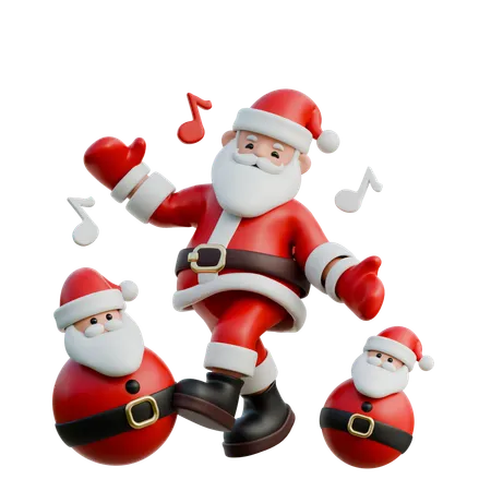 Papai Noel dançando com alegria  3D Illustration