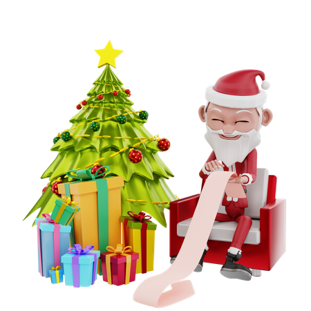 Papai Noel e árvore de Natal  3D Illustration