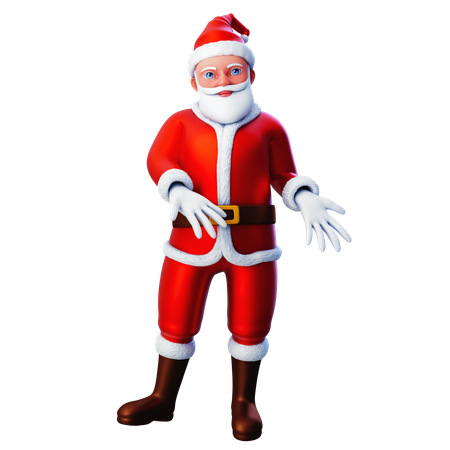 Papai Noel em pose de apresentação  3D Illustration