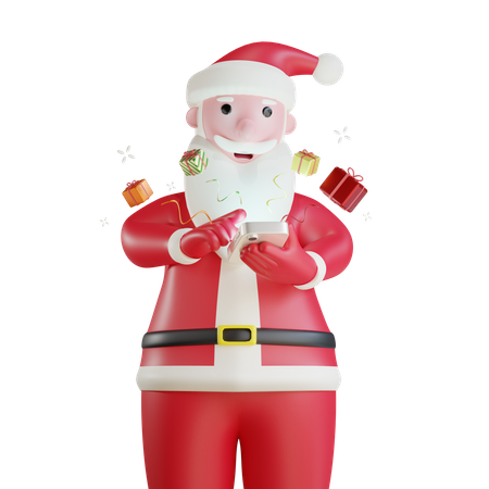 Papai Noel envia presentes via smartphone  3D Illustration