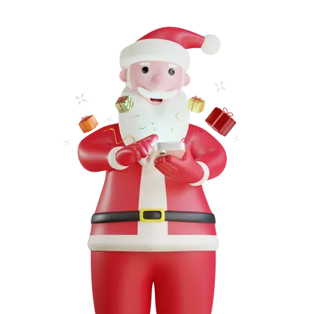 Papai Noel envia presentes via smartphone  3D Illustration