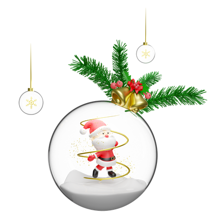 Papai Noel está enjaulado dentro de uma bola de cristal  3D Illustration