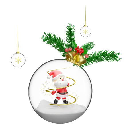 Papai Noel está enjaulado dentro de uma bola de cristal  3D Illustration