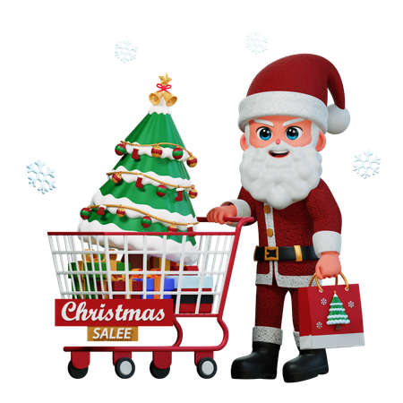 Papai Noel está fazendo compras em liquidação  3D Illustration