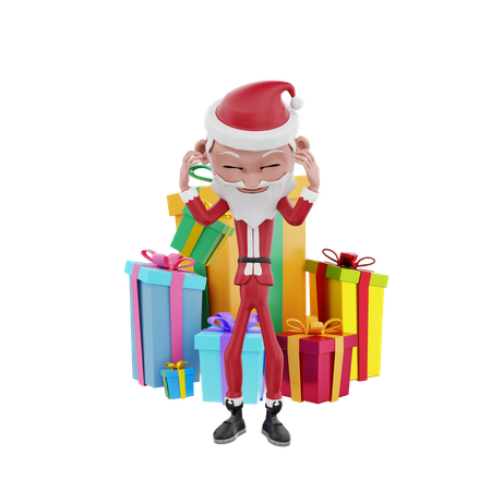 Estresse de Papai Noel com presentes de Natal  3D Illustration