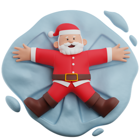 Papai noel fazendo anjo de neve  3D Illustration