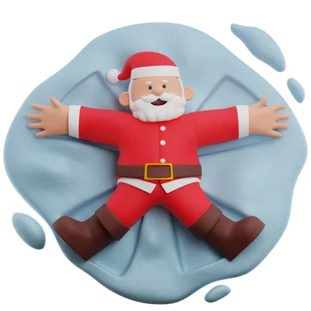 Papai noel fazendo anjo de neve  3D Illustration