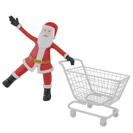 Papai Noel fazendo compras  3D Illustration