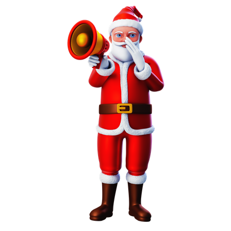 Papai Noel informando usando alto-falante  3D Icon