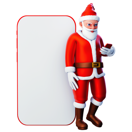 Papai Noel lendo no smartphone  3D Illustration