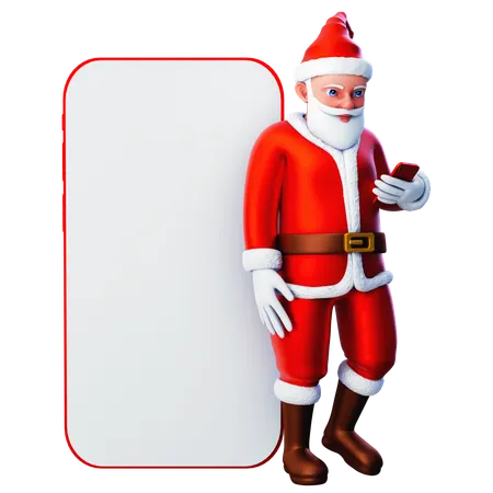 Papai Noel lendo no smartphone  3D Illustration