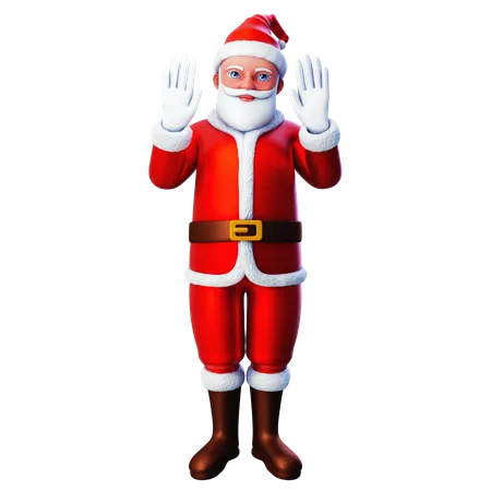 Papai Noel levante as duas mãos  3D Illustration