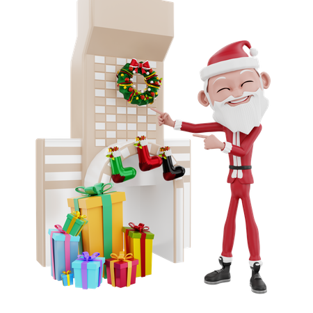 Papai Noel mostrando decoração de natal  3D Illustration