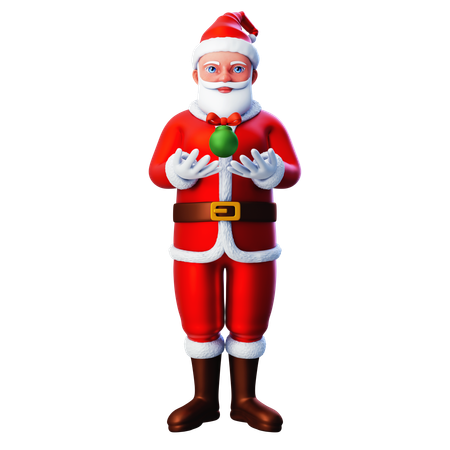 Papai Noel mostrando a lâmpada da árvore de Natal  3D Illustration