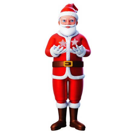 Papai Noel mostrando flocos de neve  3D Illustration