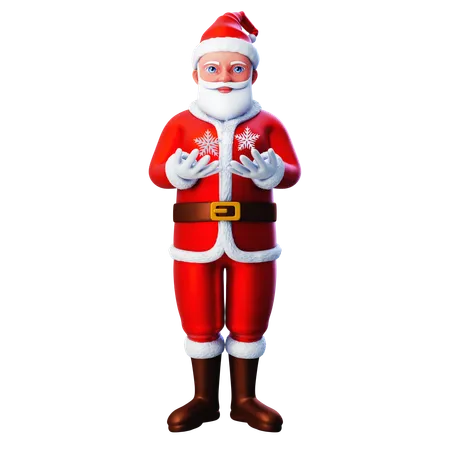 Papai Noel mostrando flocos de neve  3D Illustration