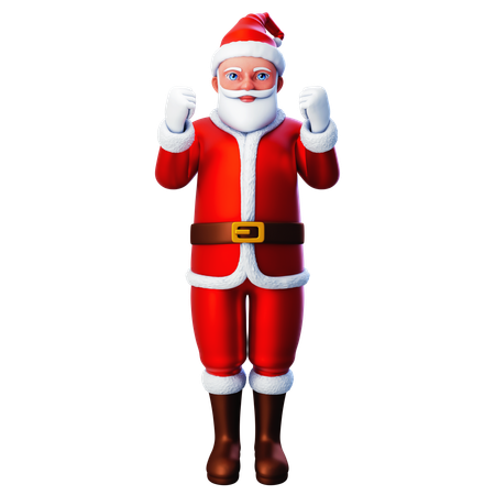 Papai Noel mostrando gesto de punho usando as duas mãos  3D Icon