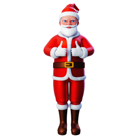 Papai Noel mostrando o gesto de polegar para cima usando as duas mãos  3D Icon