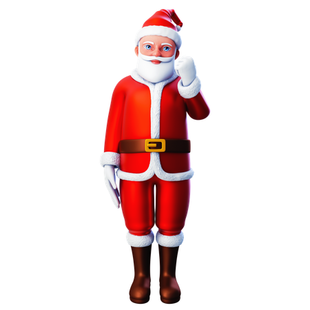 Papai Noel mostrando gesto de punho com a mão direita  3D Illustration