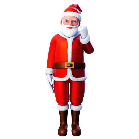 Papai Noel mostrando gesto de punho com a mão direita  3D Illustration