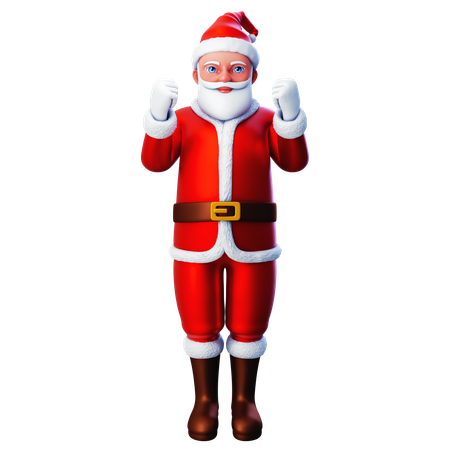 Papai Noel mostrando gesto de punho usando as duas mãos  3D Illustration