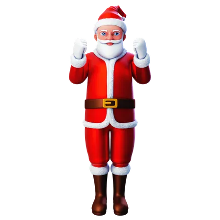 Papai Noel mostrando gesto de punho usando as duas mãos  3D Illustration