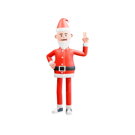 Papai Noel mostrando sinal de vitória  3D Illustration