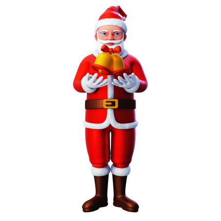 Papai Noel mostrando sinos de Natal  3D Illustration