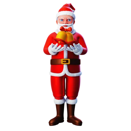 Papai Noel mostrando sinos de Natal  3D Illustration