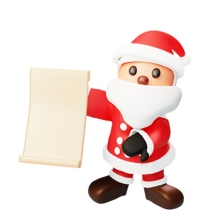 Papai Noel mostra uma lista de presentes  3D Illustration