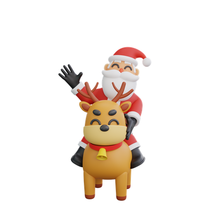 Papai Noel nas renas  3D Illustration