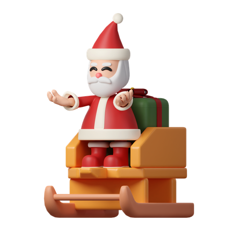 Papai noel no trenó  3D Icon