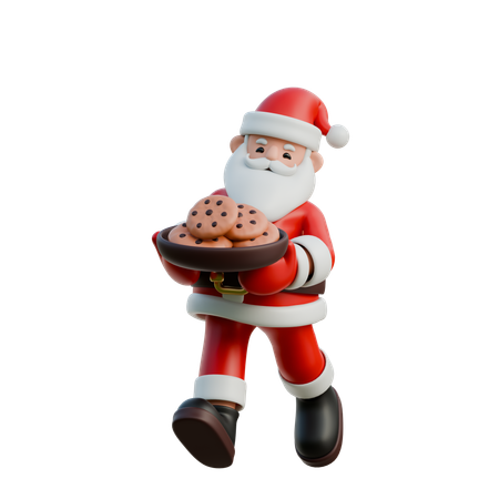 Papai Noel segurando biscoito de Natal  3D Illustration