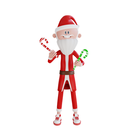 Papai Noel segurando doces  3D Illustration