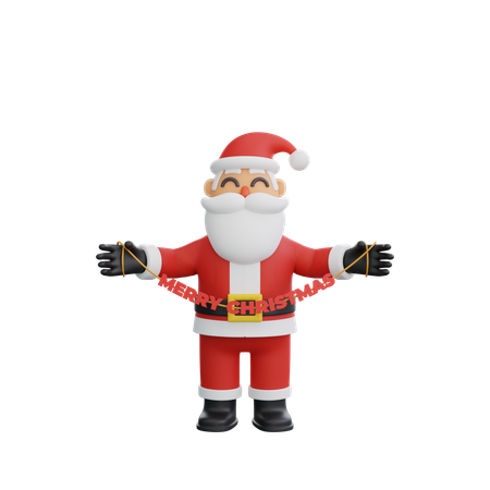 Papai Noel segurando feliz Natal  3D Illustration