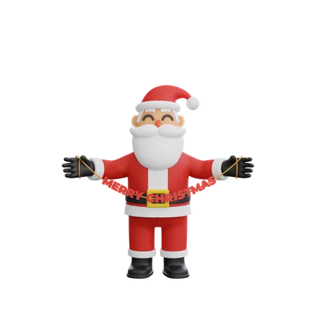 Papai Noel segurando feliz Natal  3D Illustration