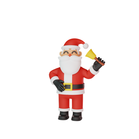 Papai Noel segurando sino  3D Illustration