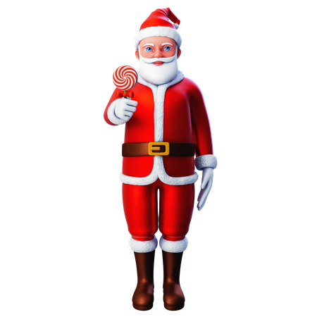 Papai Noel segurando pirulito  3D Icon
