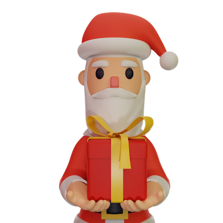 Papai noel segurando presente  3D Illustration