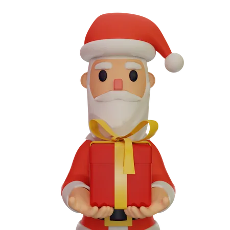 Papai noel segurando presente  3D Illustration