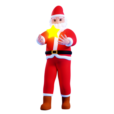 Papai Noel segurando uma estrela de Natal  3D Icon