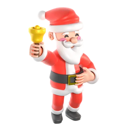 Papai Noel tocando o sino de Natal  3D Icon