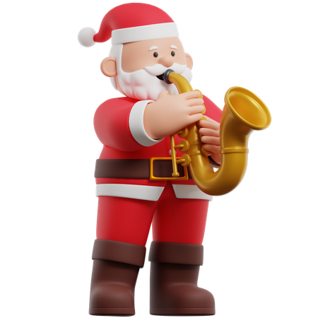 Papai noel tocando saxofone  3D Illustration