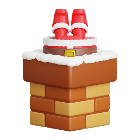 Papai Noel entra na chaminé  3D Icon