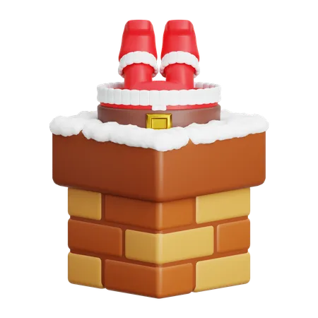 Papai Noel entra na chaminé  3D Icon