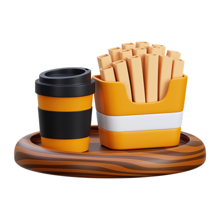 Papas fritas y bebida  3D Icon
