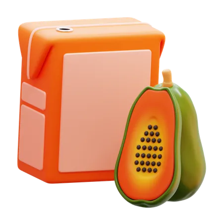 Papaya Juice Box  3D Icon