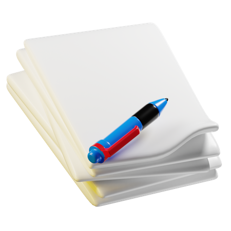 Papel + Caneta  3D Icon