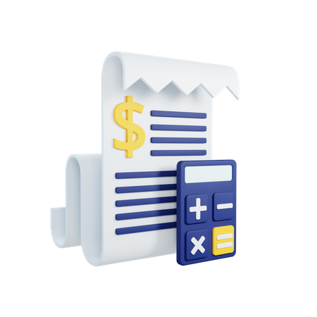 Papel de factura y calculadora  3D Icon