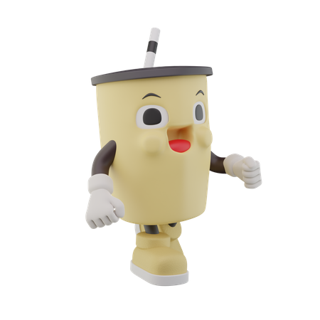 Paper Cup Soft Drink Character walking  3D Icon